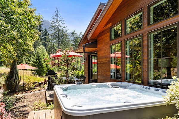 The hot tub, steps from the back door