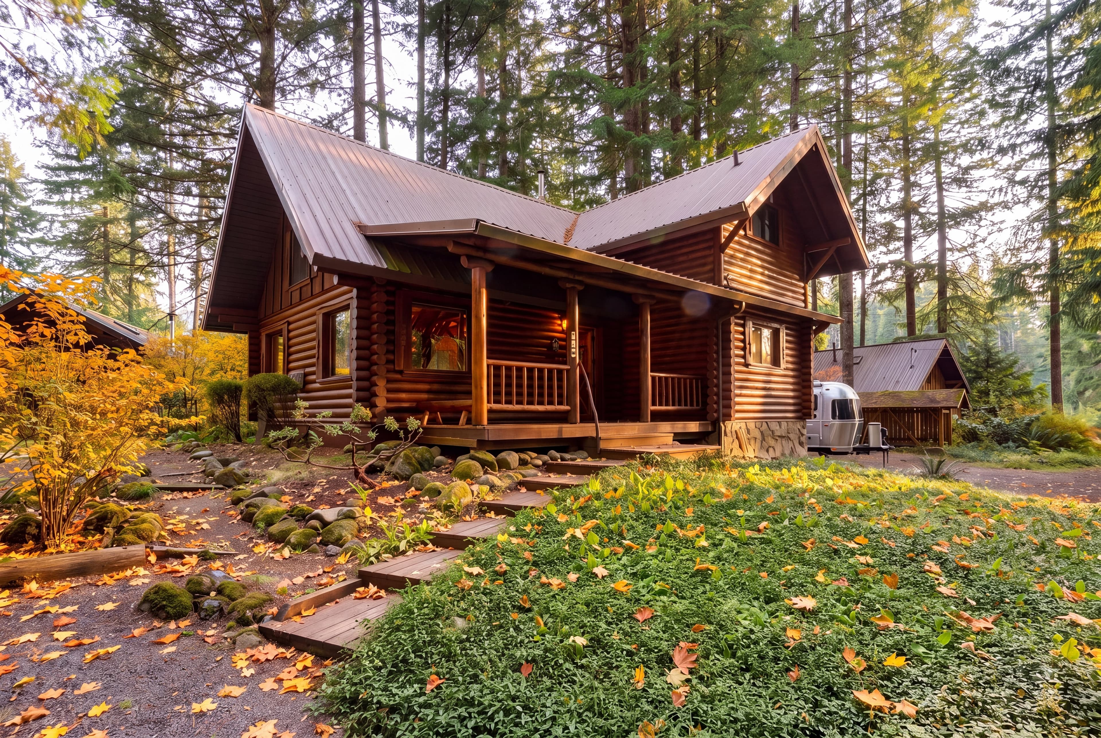 Log Cabin + Airstream | Hot Tub | Near Mt. Hood